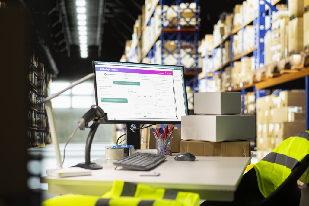 Empty professional warehouse space used for shipping cargo goods